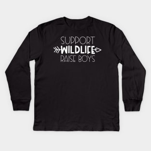 Support Wildlife Raise Boys Mothers Day Gift Kids Long Sleeve T-Shirt